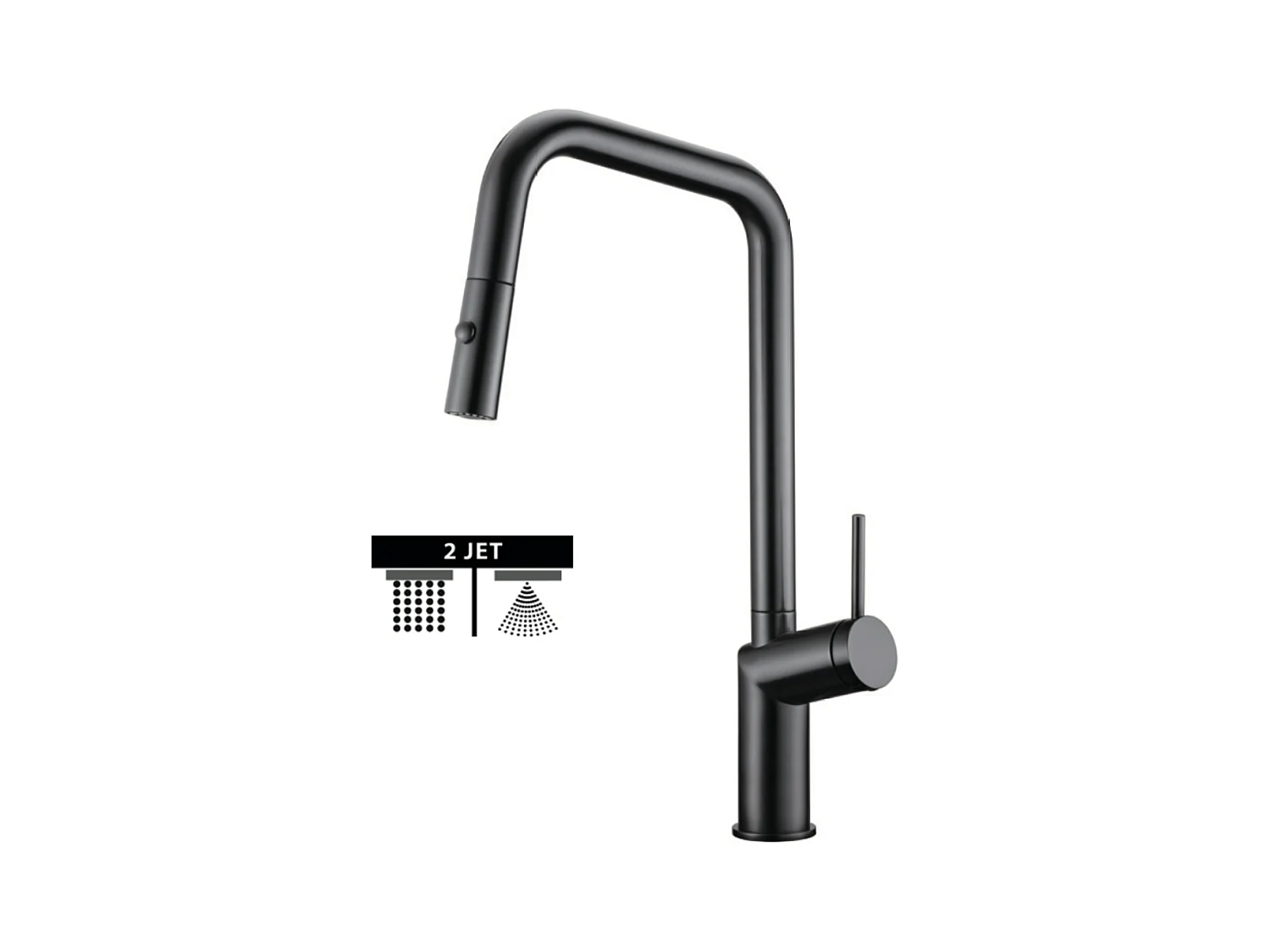 Mitigeur Évier Cuisine avec douchette extractible noir métal - Design moderne – BONN IMEX