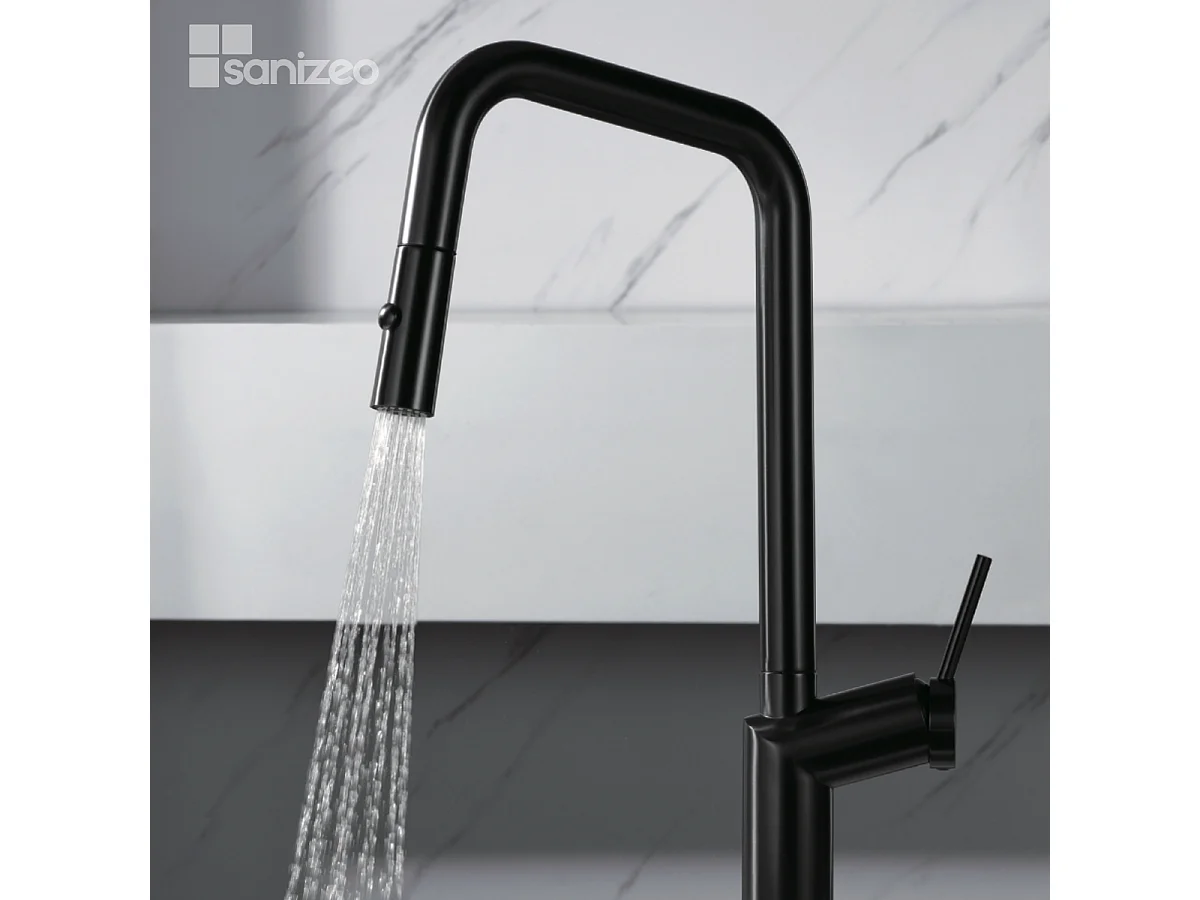 Mitigeur Évier Cuisine avec douchette extractible noir métal - Design moderne – BONN IMEX