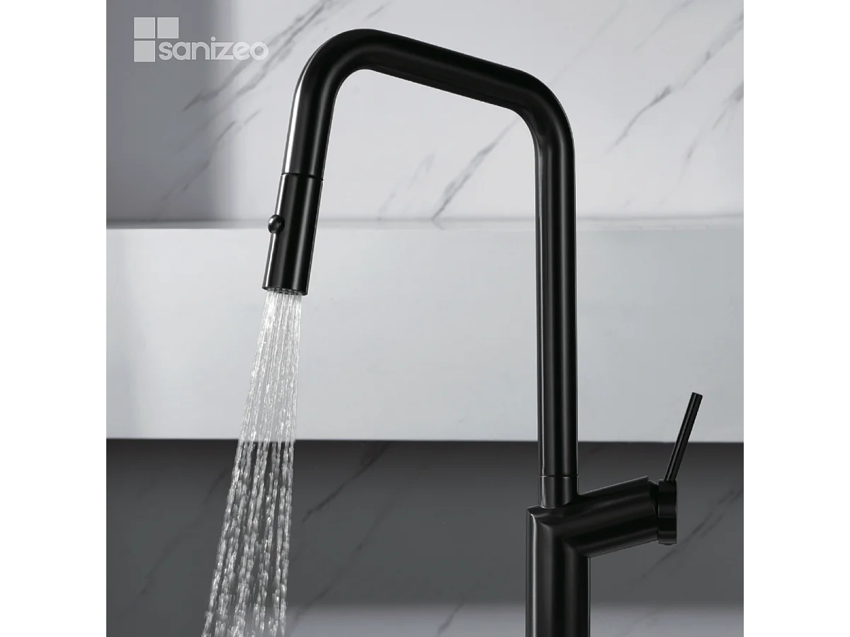 Mitigeur Évier Cuisine avec douchette extractible noir métal - Design moderne – BONN IMEX