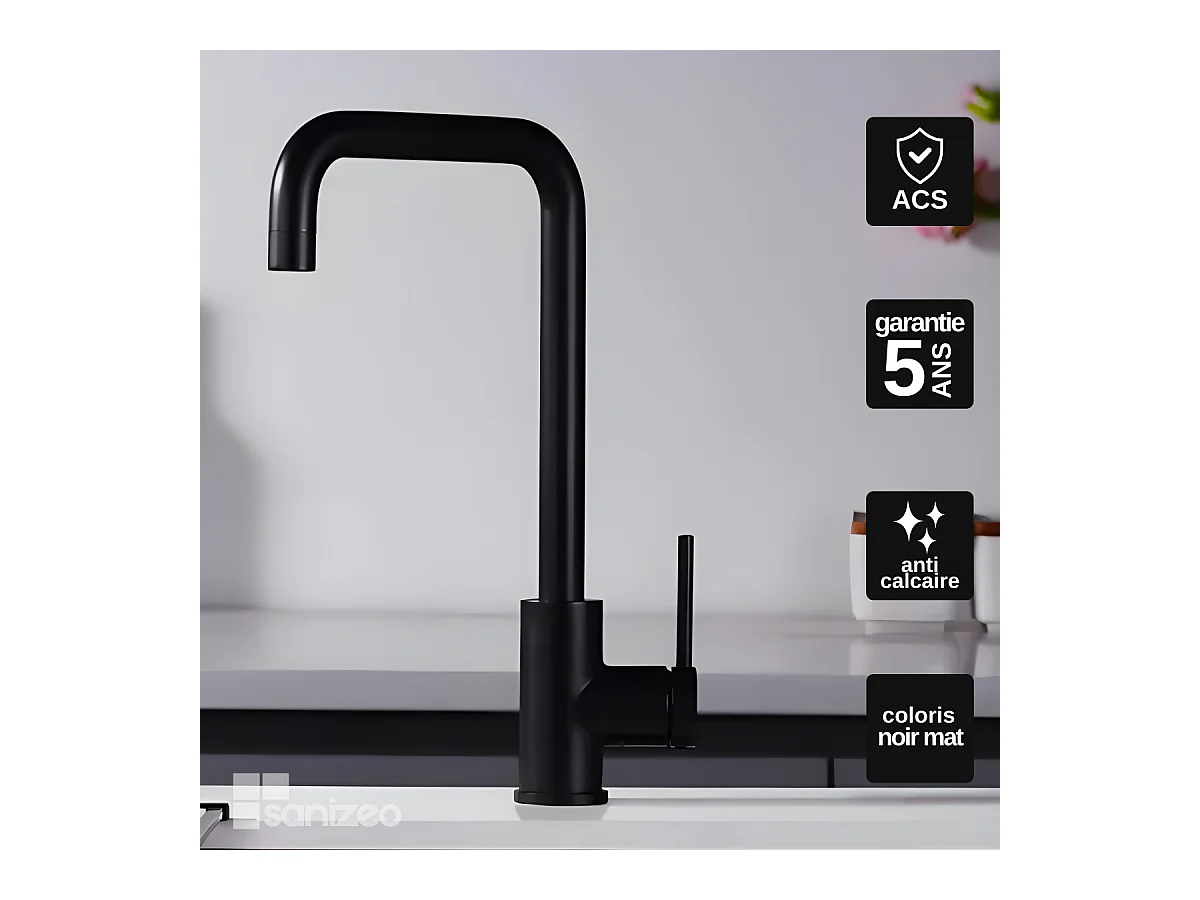 Mitigeur Évier Cuisine noir mat - Design moderne – LOIRA IMEX