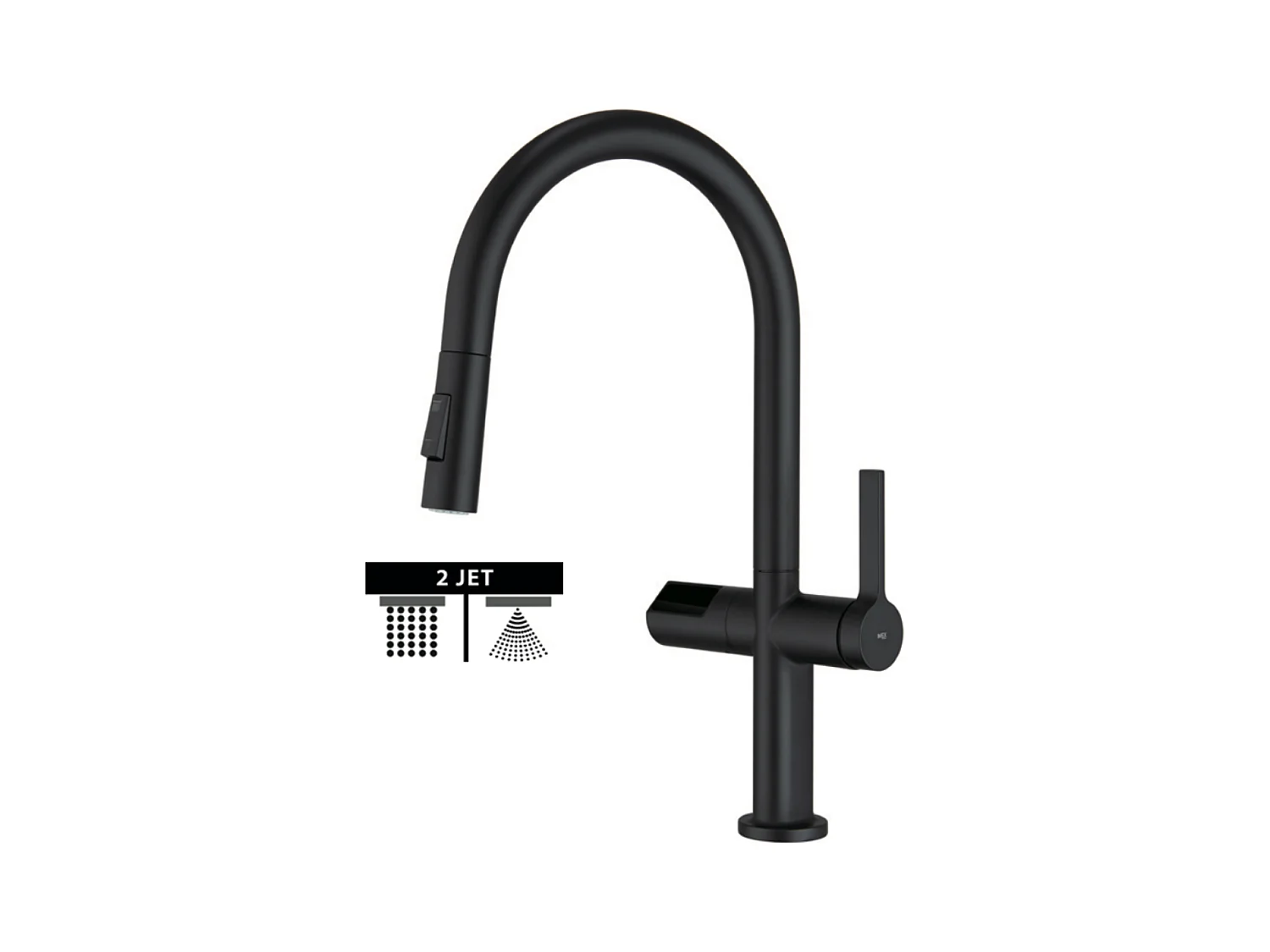 Mitigeur Évier Cuisine/Écran avec douchette extractible noir mat - Design moderne – TURIN IMEX