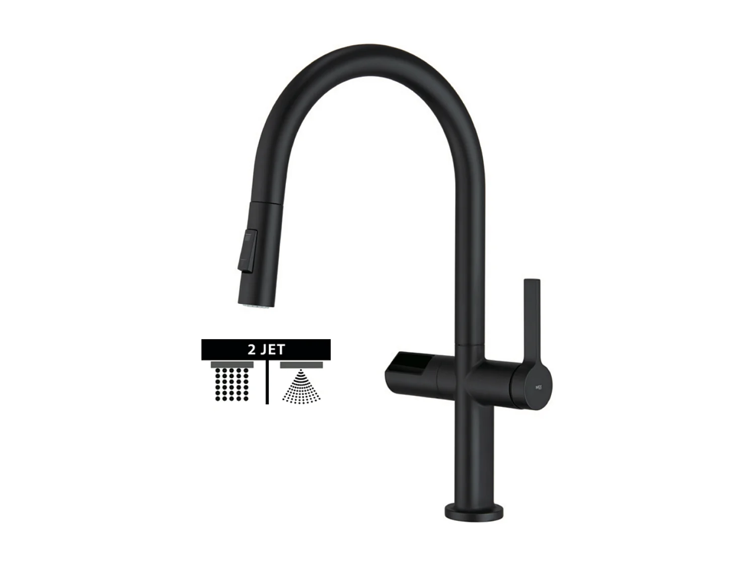 Mitigeur Évier Cuisine/Écran avec douchette extractible noir mat - Design moderne – TURIN IMEX