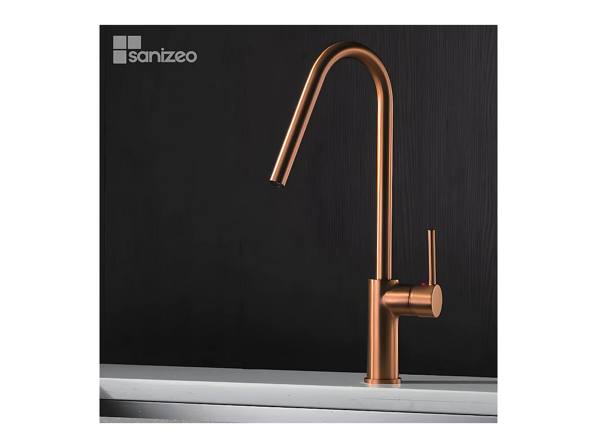 Mitigeur Évier Cuisine avec douchette extractible or rose brossé - Design moderne – KENIA IMEX