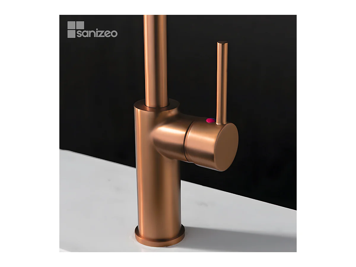 Mitigeur Évier Cuisine avec douchette extractible or rose brossé - Design moderne – KENIA IMEX