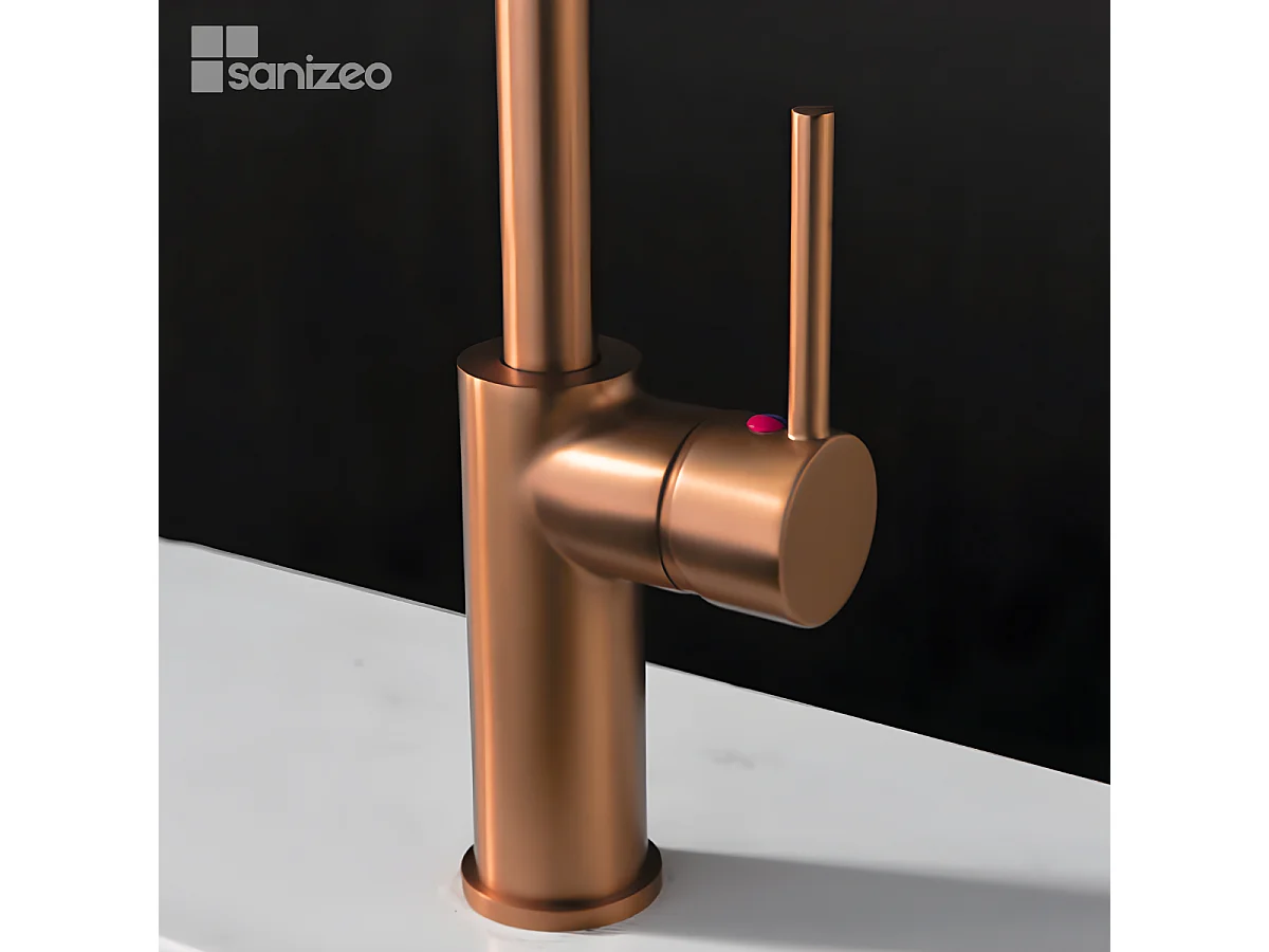 Mitigeur Évier Cuisine avec douchette extractible or rose brossé - Design moderne – KENIA IMEX