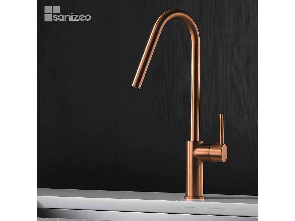 Mitigeur Évier Cuisine avec douchette extractible or rose brossé - Design moderne – KENIA IMEX