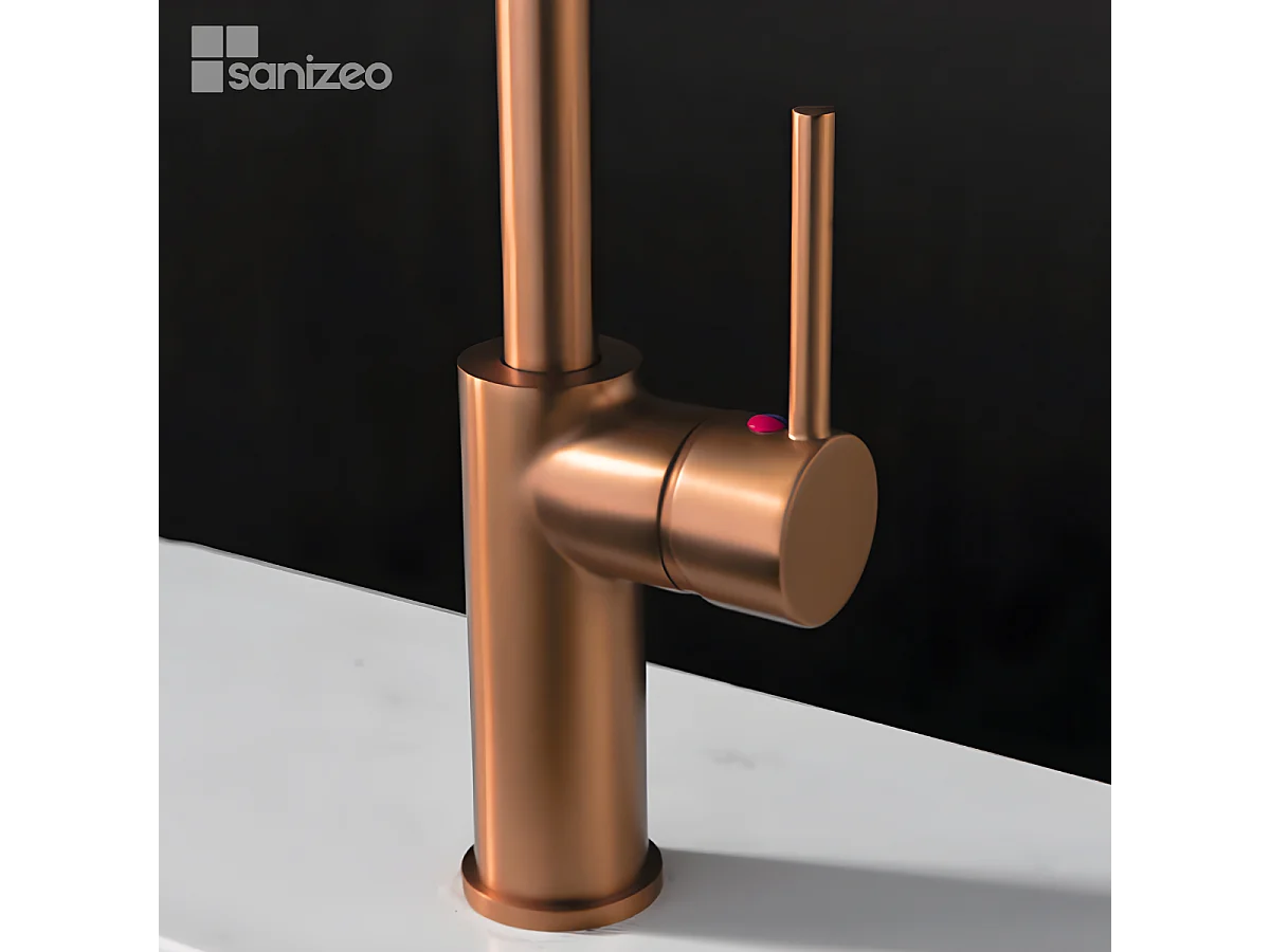 Mitigeur Évier Cuisine avec douchette extractible or rose brossé - Design moderne – KENIA IMEX