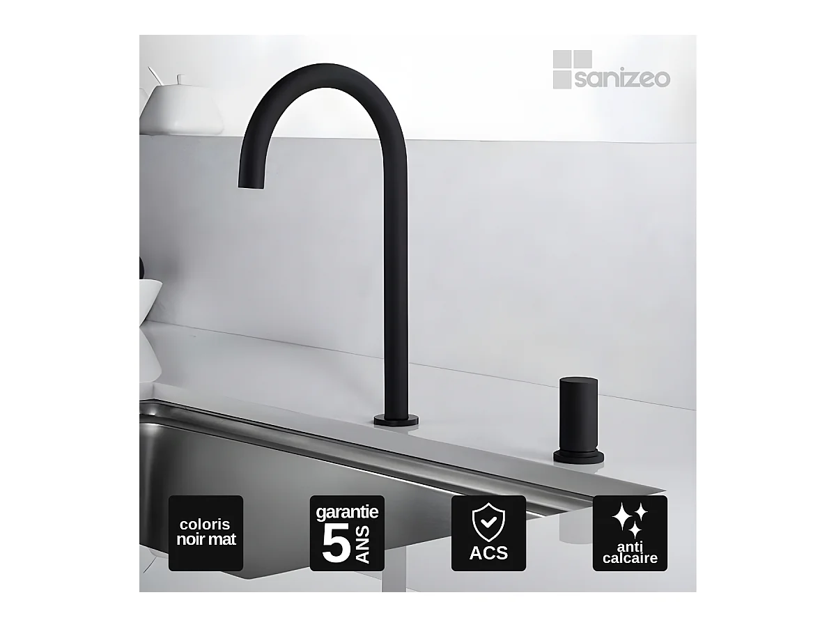 Mitigeur Évier Cuisine noir mat - Design moderne – MANACOR IMEX