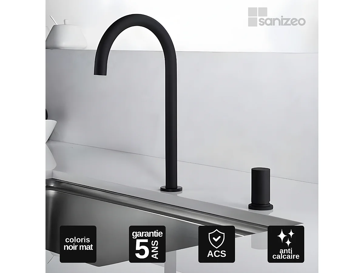 Mitigeur Évier Cuisine noir mat - Design moderne – MANACOR IMEX