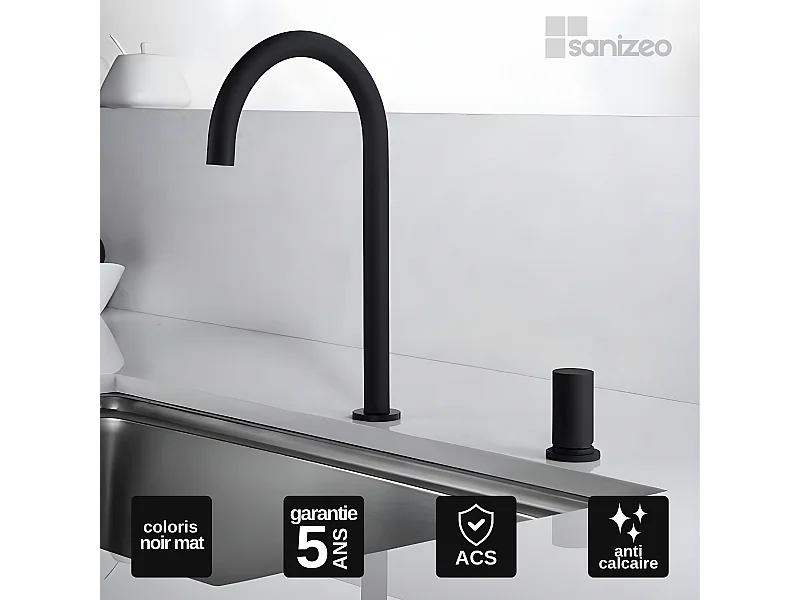 Mitigeur Évier Cuisine noir mat - Design moderne – MANACOR IMEX