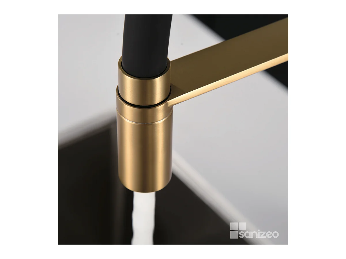 Mitigeur Évier Cuisine avec douchette extractible or brossé - Design moderne – SENA IMEX