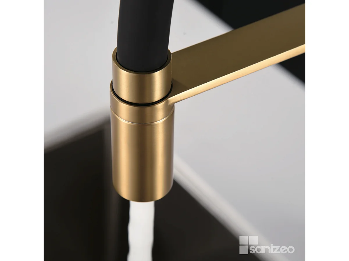 Mitigeur Évier Cuisine avec douchette extractible or brossé - Design moderne – SENA IMEX