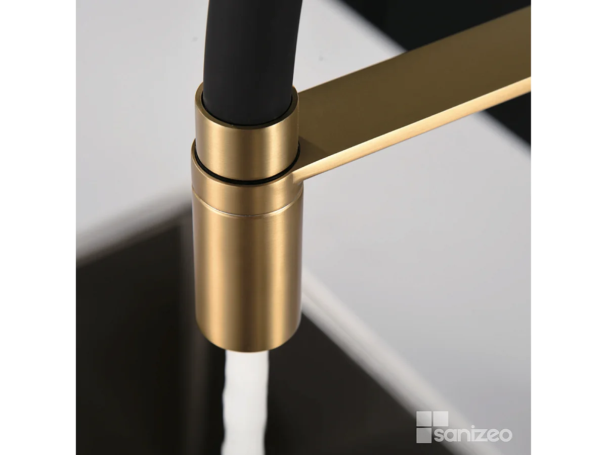 Mitigeur Évier Cuisine avec douchette extractible or brossé - Design moderne – SENA IMEX