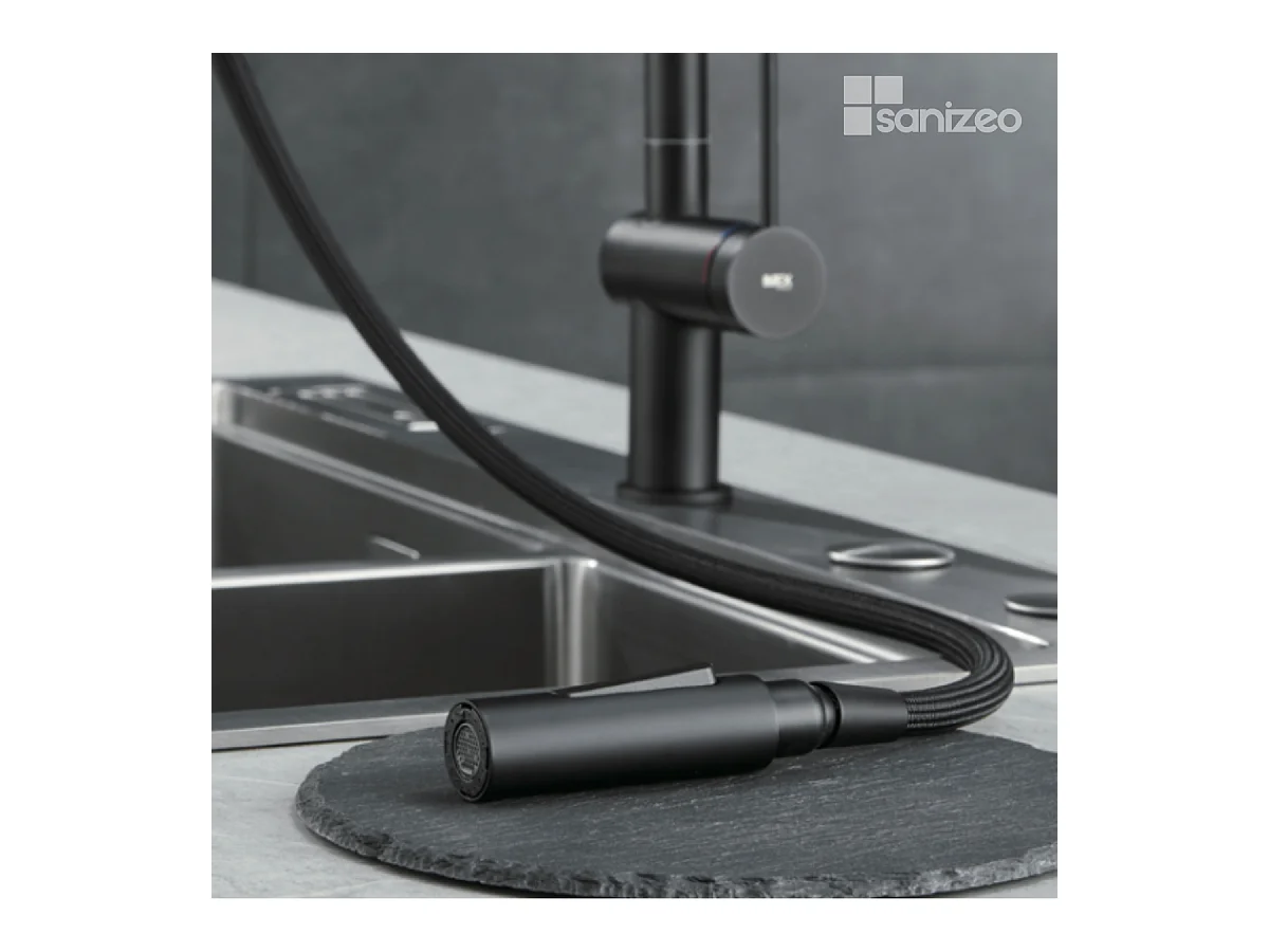 Mitigeur Évier Cuisine avec douchette extractible noir mat - Design moderne – BERNA IMEX