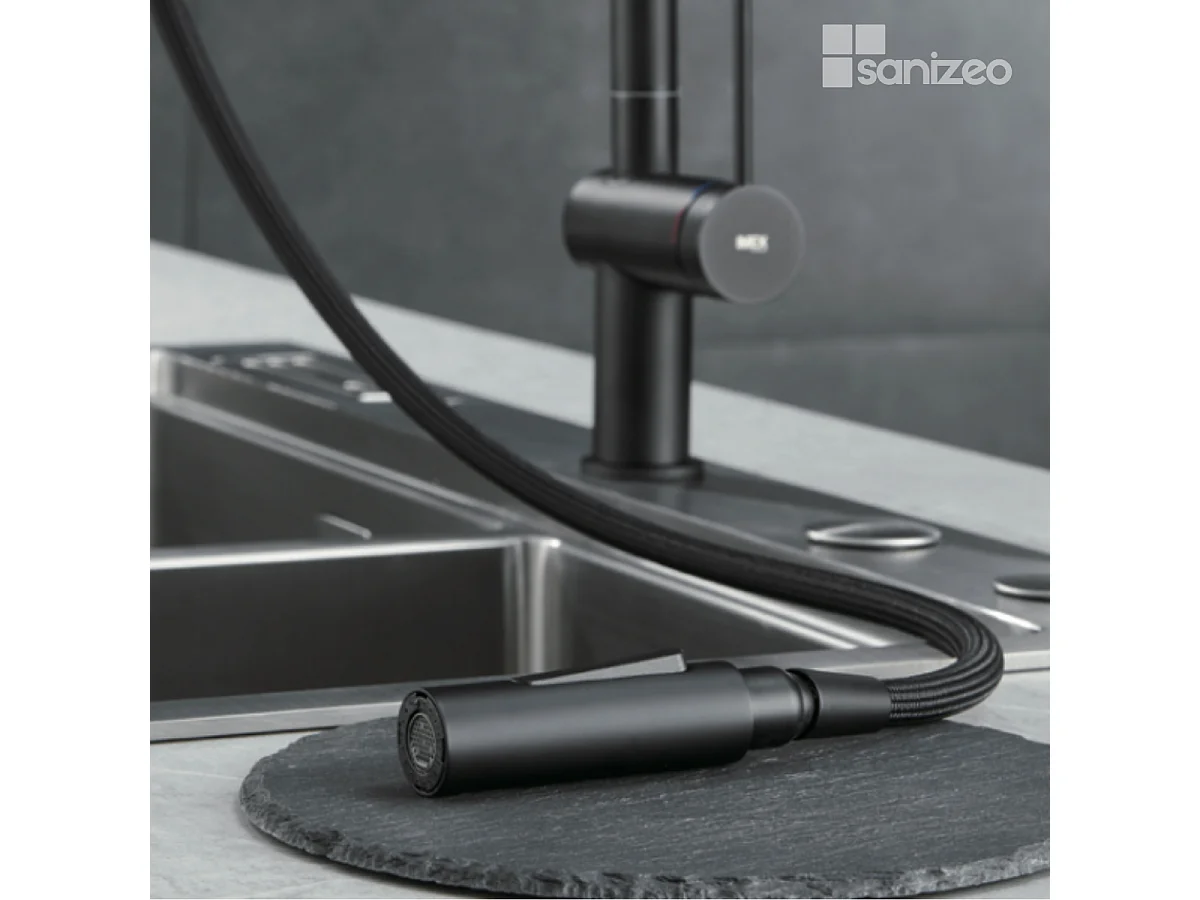 Mitigeur Évier Cuisine avec douchette extractible noir mat - Design moderne – BERNA IMEX