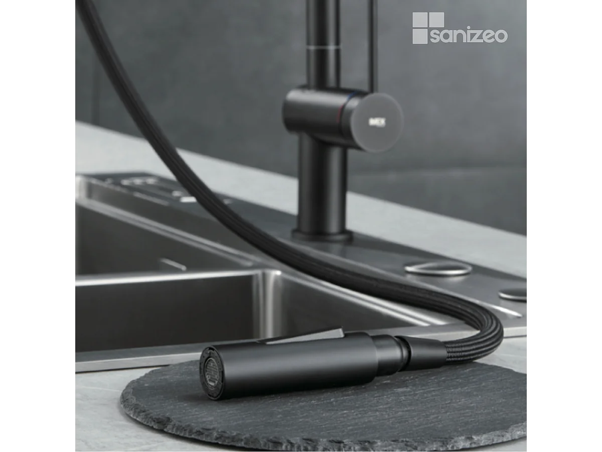 Mitigeur Évier Cuisine avec douchette extractible noir mat - Design moderne – BERNA IMEX