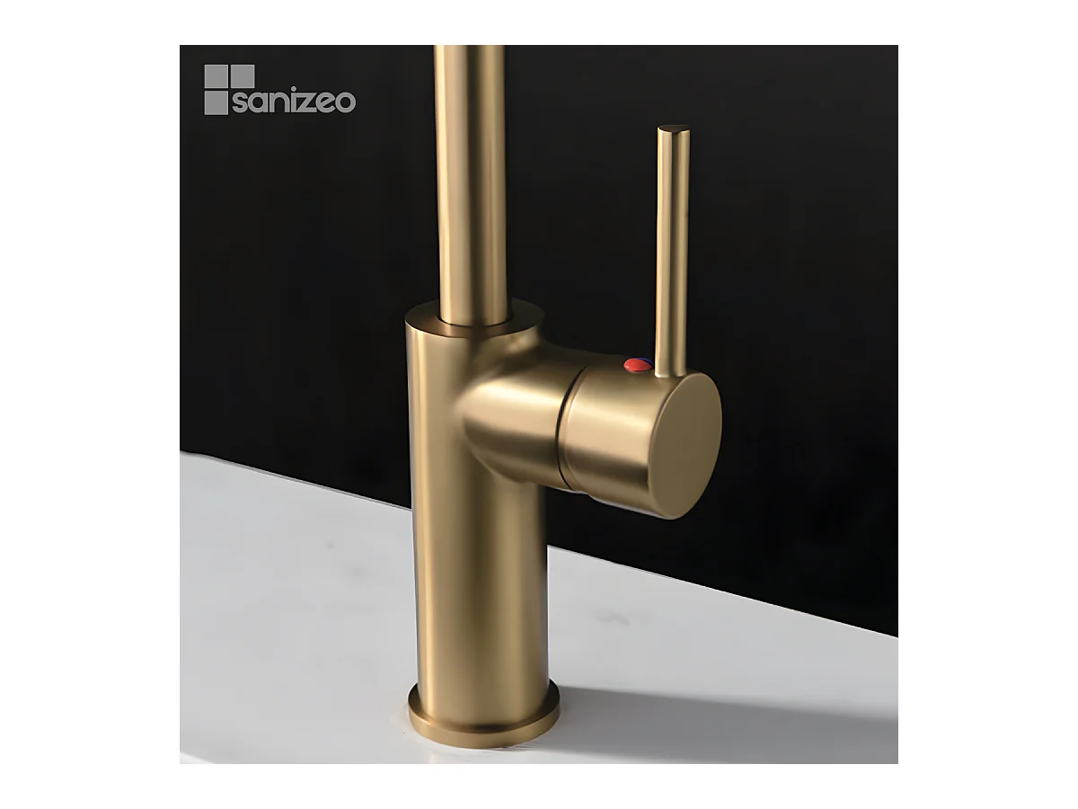 Mitigeur Évier Cuisine avec douchette extractible or brossé - Design moderne – KENIA IMEX