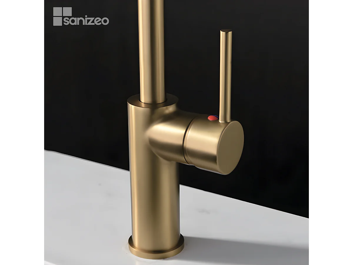 Mitigeur Évier Cuisine avec douchette extractible or brossé - Design moderne – KENIA IMEX