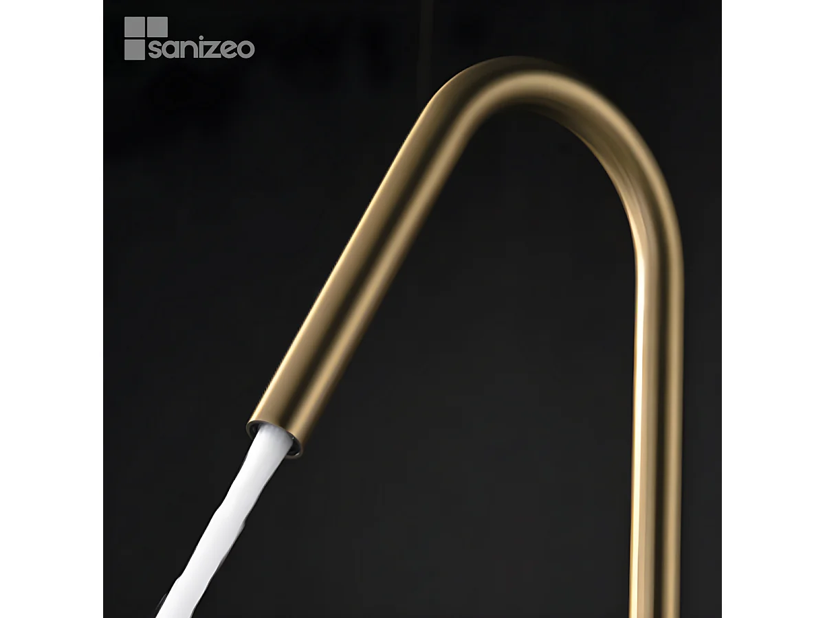 Mitigeur Évier Cuisine avec douchette extractible or brossé - Design moderne – KENIA IMEX