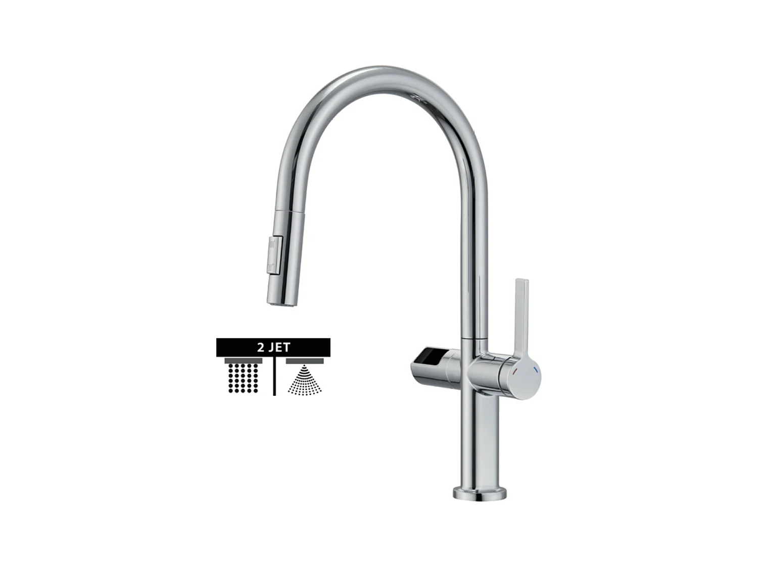 Mitigeur Évier Cuisine/Écran avec douchette extractible chromé - Design moderne – TURIN IMEX