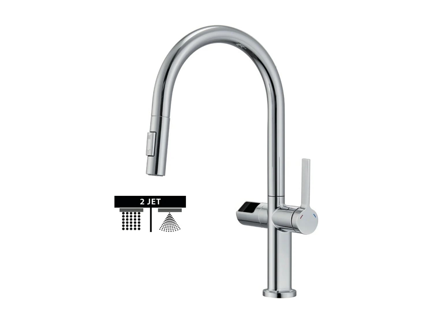 Mitigeur Évier Cuisine/Écran avec douchette extractible chromé - Design moderne – TURIN IMEX