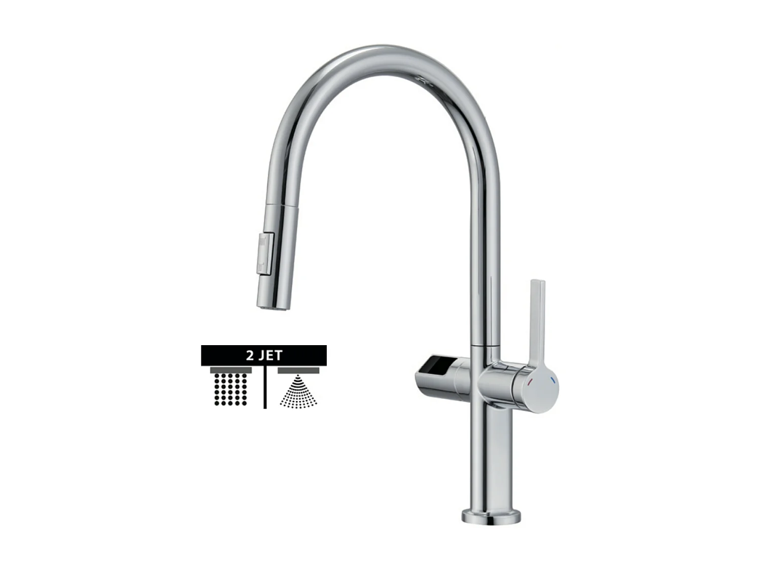 Mitigeur Évier Cuisine/Écran avec douchette extractible chromé - Design moderne – TURIN IMEX