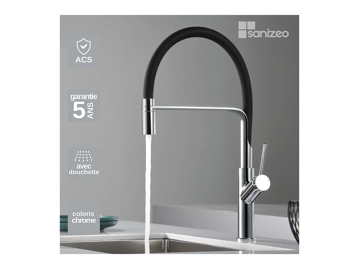 Mitigeur Évier Cuisine avec douchette extractible chromé - Design moderne – SENA IMEX