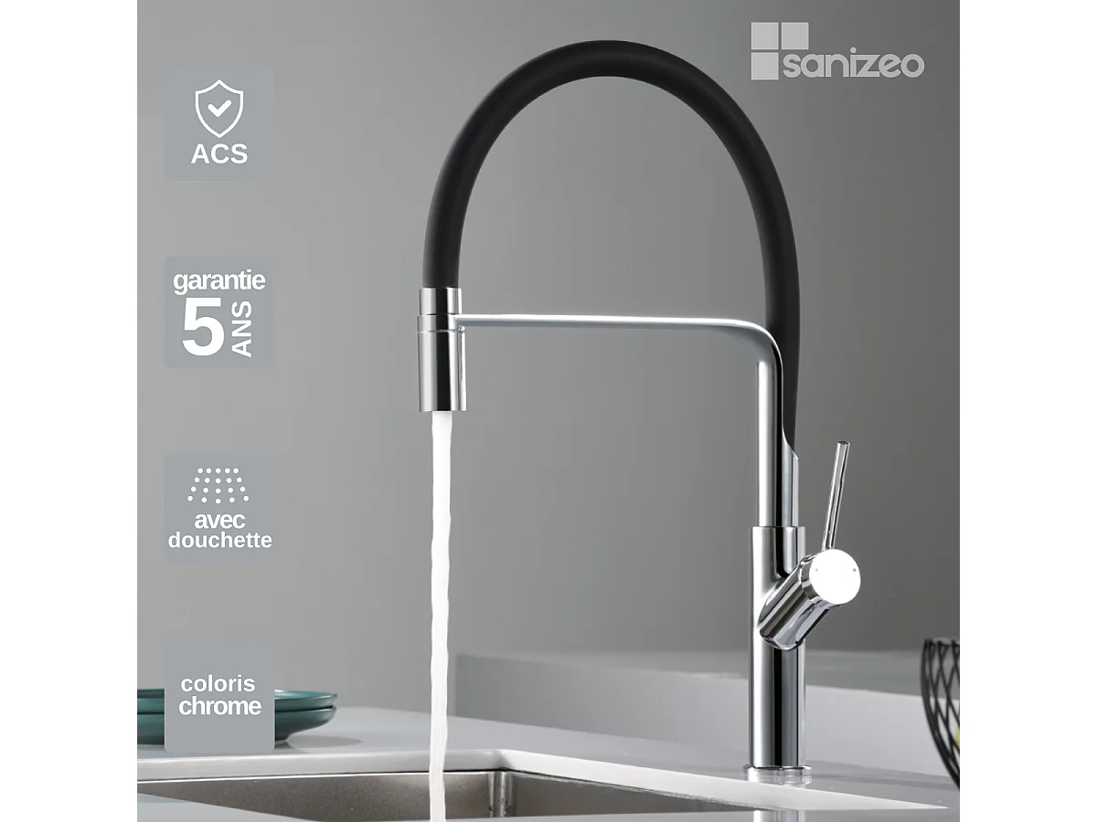 Mitigeur Évier Cuisine avec douchette extractible chromé - Design moderne – SENA IMEX
