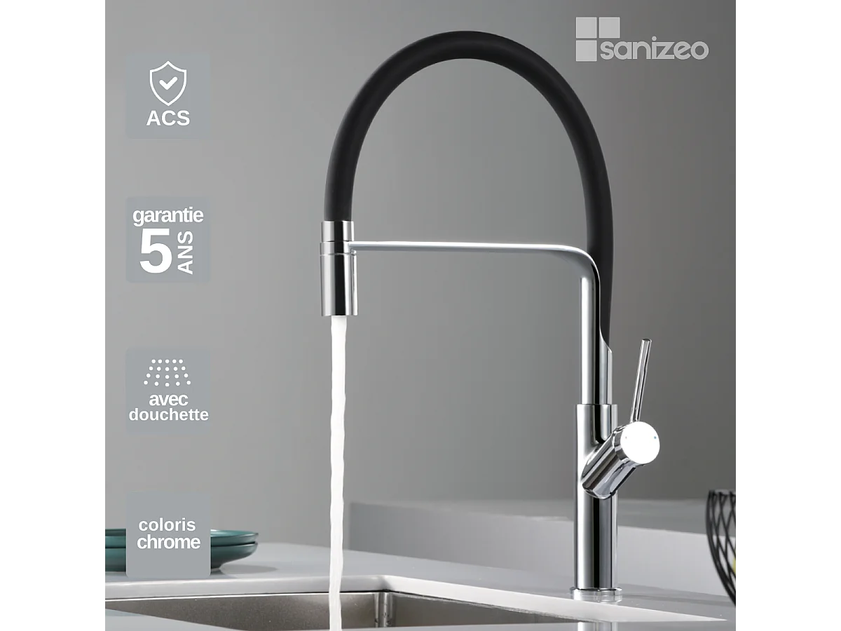Mitigeur Évier Cuisine avec douchette extractible chromé - Design moderne – SENA IMEX