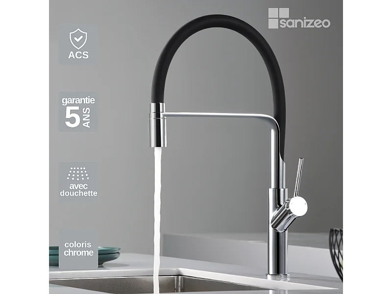 Mitigeur Évier Cuisine avec douchette extractible chromé - Design moderne – SENA IMEX