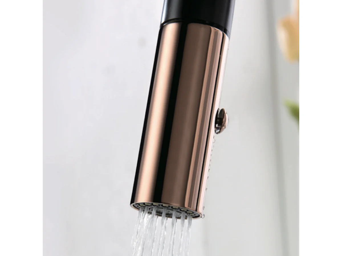 Mitigeur Évier Cuisine avec douchette extractible noir/or - Design moderne – SAMOA IMEX