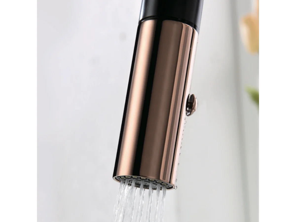 Mitigeur Évier Cuisine avec douchette extractible noir/or - Design moderne – SAMOA IMEX