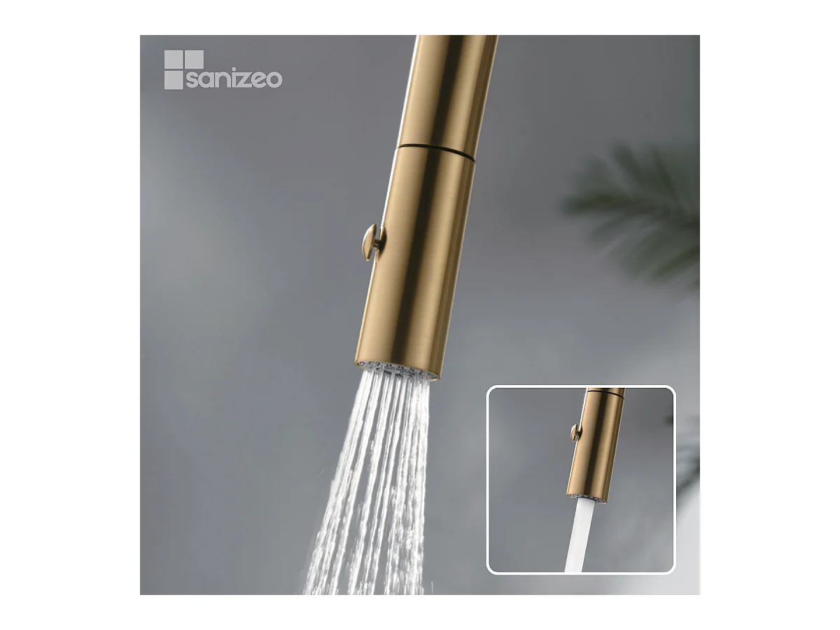 Mitigeur Évier Cuisine avec douchette extractible or brossé - Design moderne – BONN IMEX