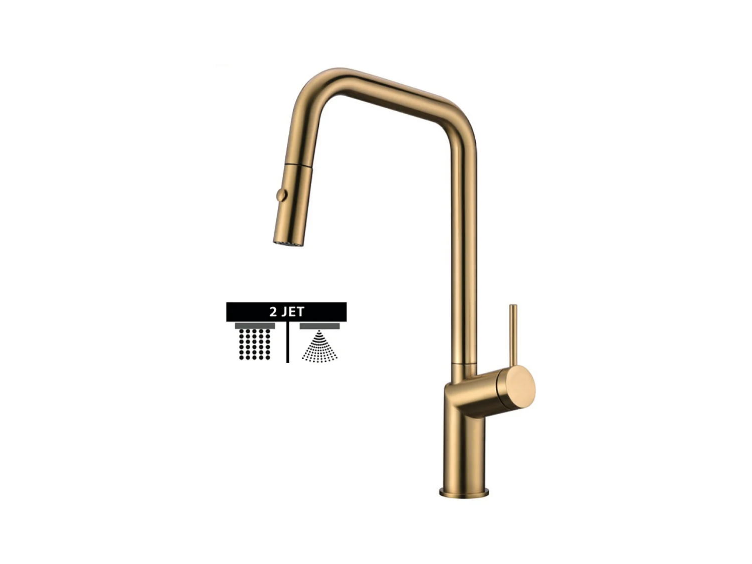 Mitigeur Évier Cuisine avec douchette extractible or brossé - Design moderne – BONN IMEX
