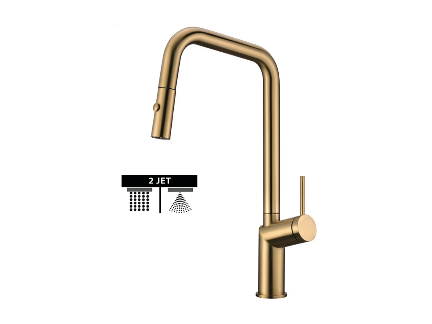 Mitigeur Évier Cuisine avec douchette extractible or brossé - Design moderne – BONN IMEX