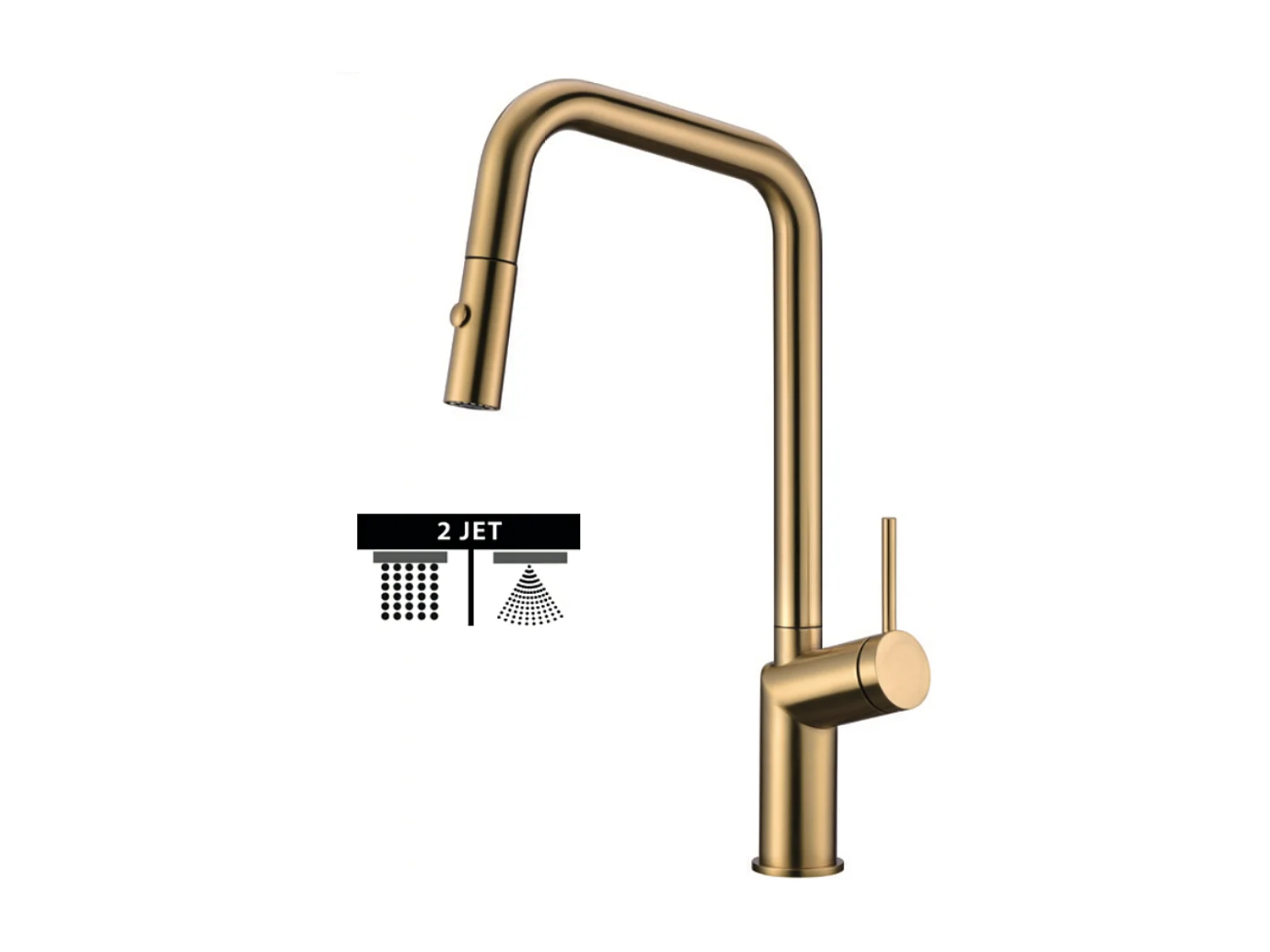 Mitigeur Évier Cuisine avec douchette extractible or brossé - Design moderne – BONN IMEX