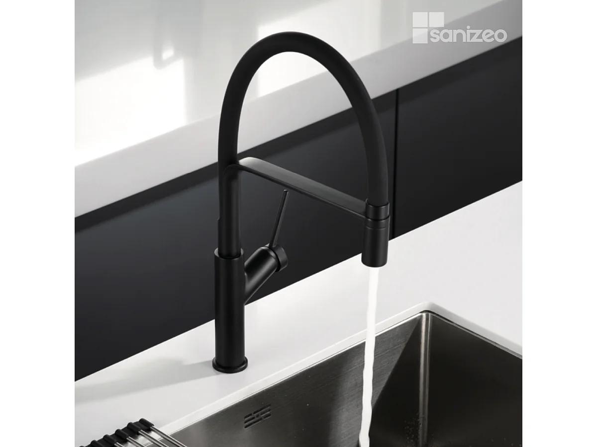 Mitigeur Évier Cuisine avec douchette extractible noir mat - Design moderne – SENA IMEX