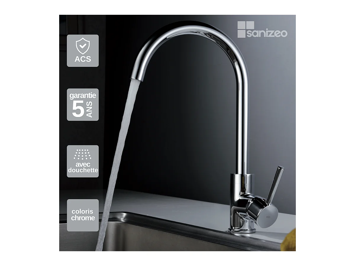 Mitigeur Évier Cuisine chromé - Design moderne – LYON IMEX