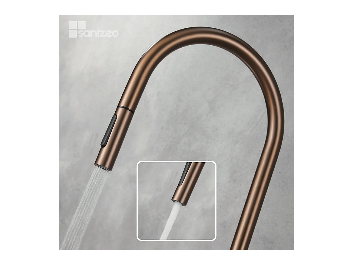 Mitigeur Évier Cuisine avec douchette extractible or rose brossé - Design moderne – BERNA IMEX