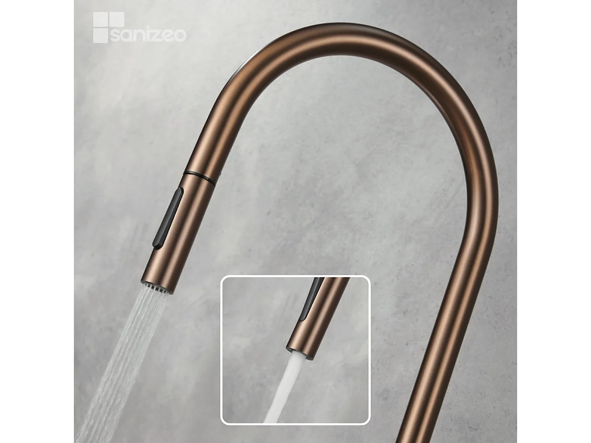 Mitigeur Évier Cuisine avec douchette extractible or rose brossé - Design moderne – BERNA IMEX