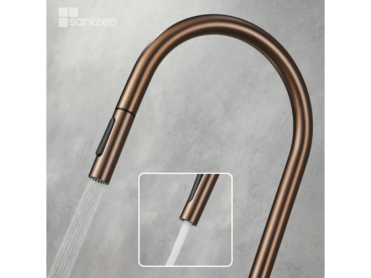 Mitigeur Évier Cuisine avec douchette extractible or rose brossé - Design moderne – BERNA IMEX