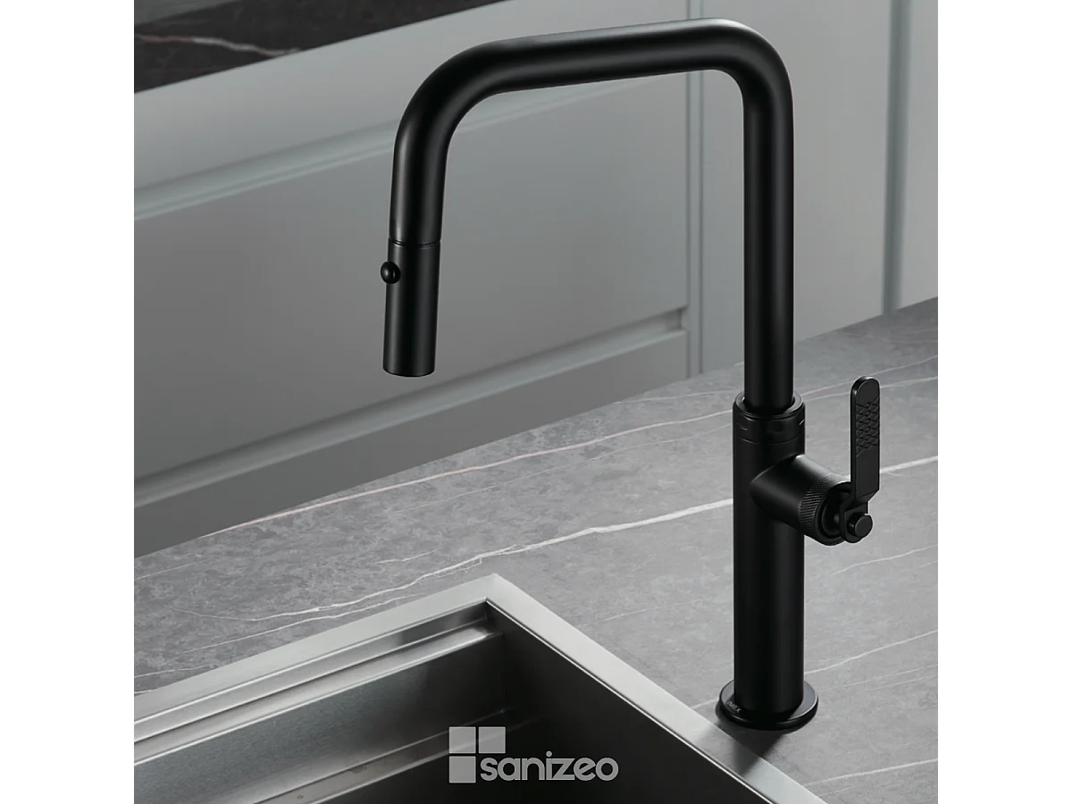 Mitigeur Évier Cuisine avec douchette extractible noir mat - Design moderne – NIZA IMEX
