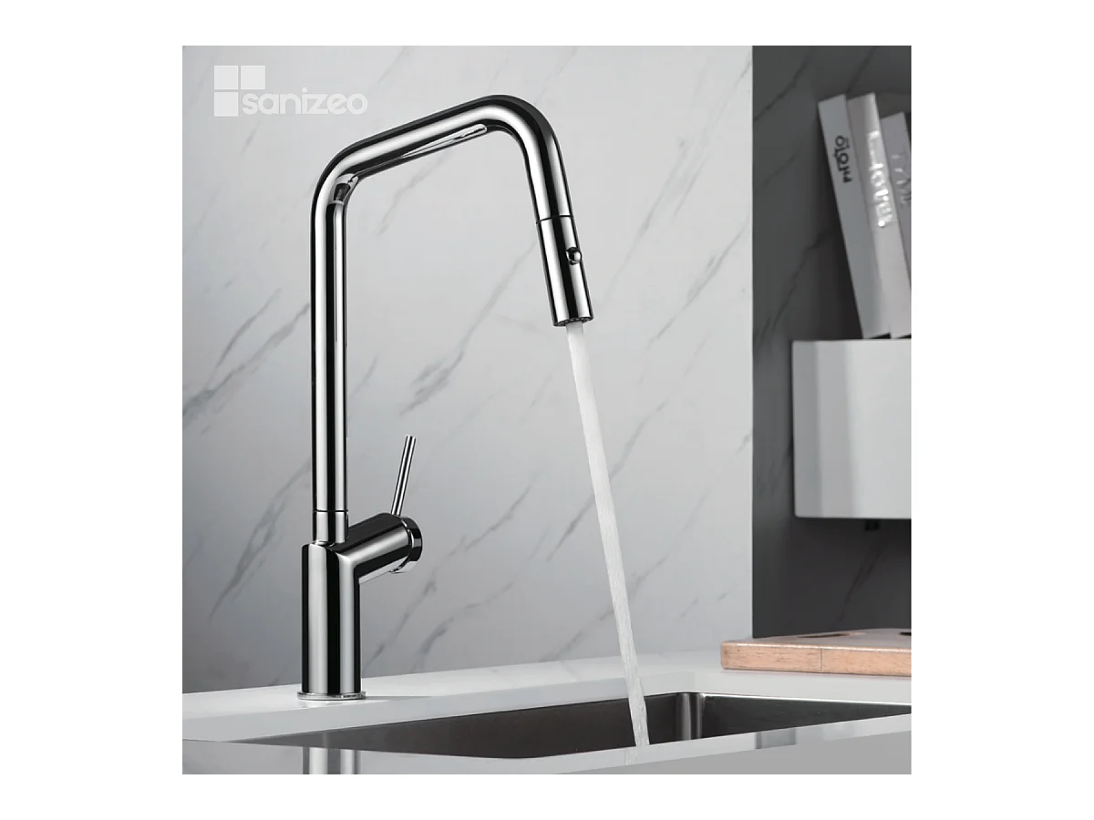 Mitigeur Évier Cuisine avec douchette extractible chromé - Design moderne – BONN IMEX