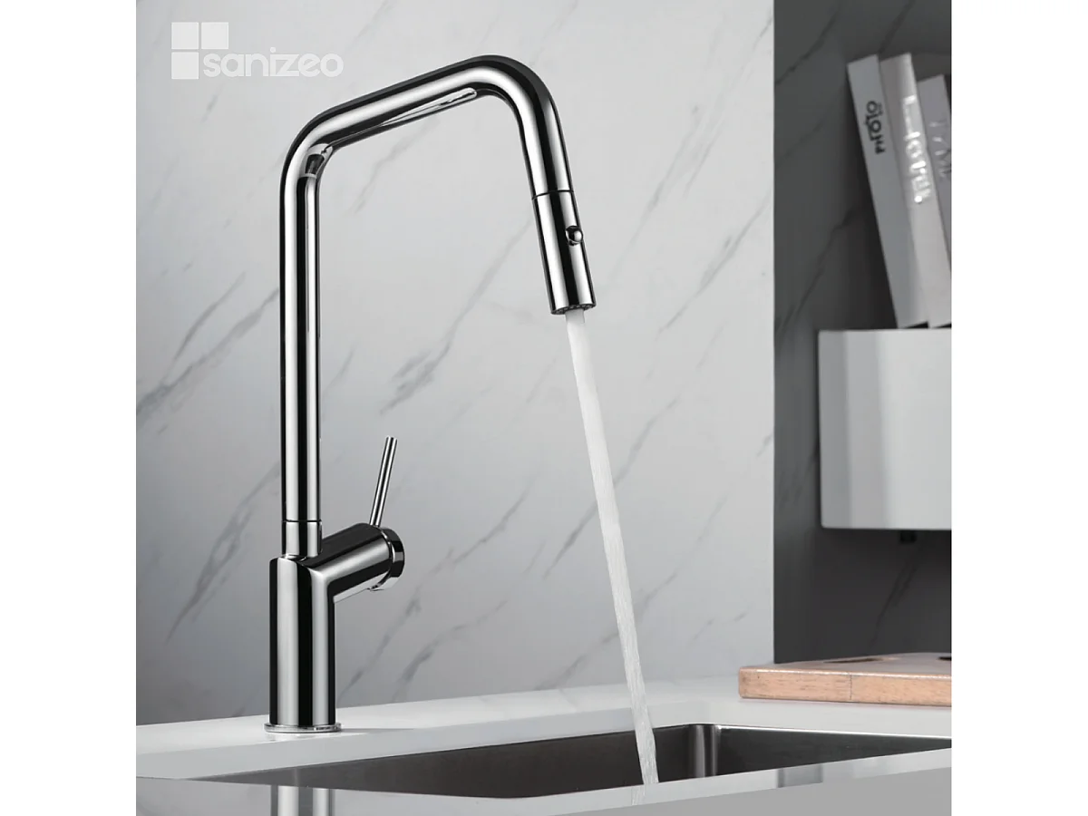 Mitigeur Évier Cuisine avec douchette extractible chromé - Design moderne – BONN IMEX