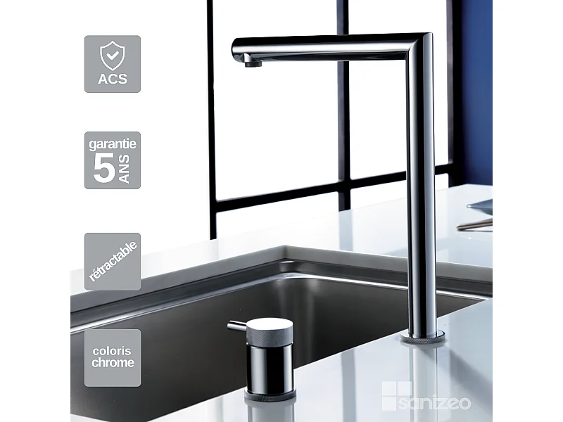 Mitigeur Évier Cuisine rétractable chromé – Design moderne et Économie d’eau - ITACA IMEX