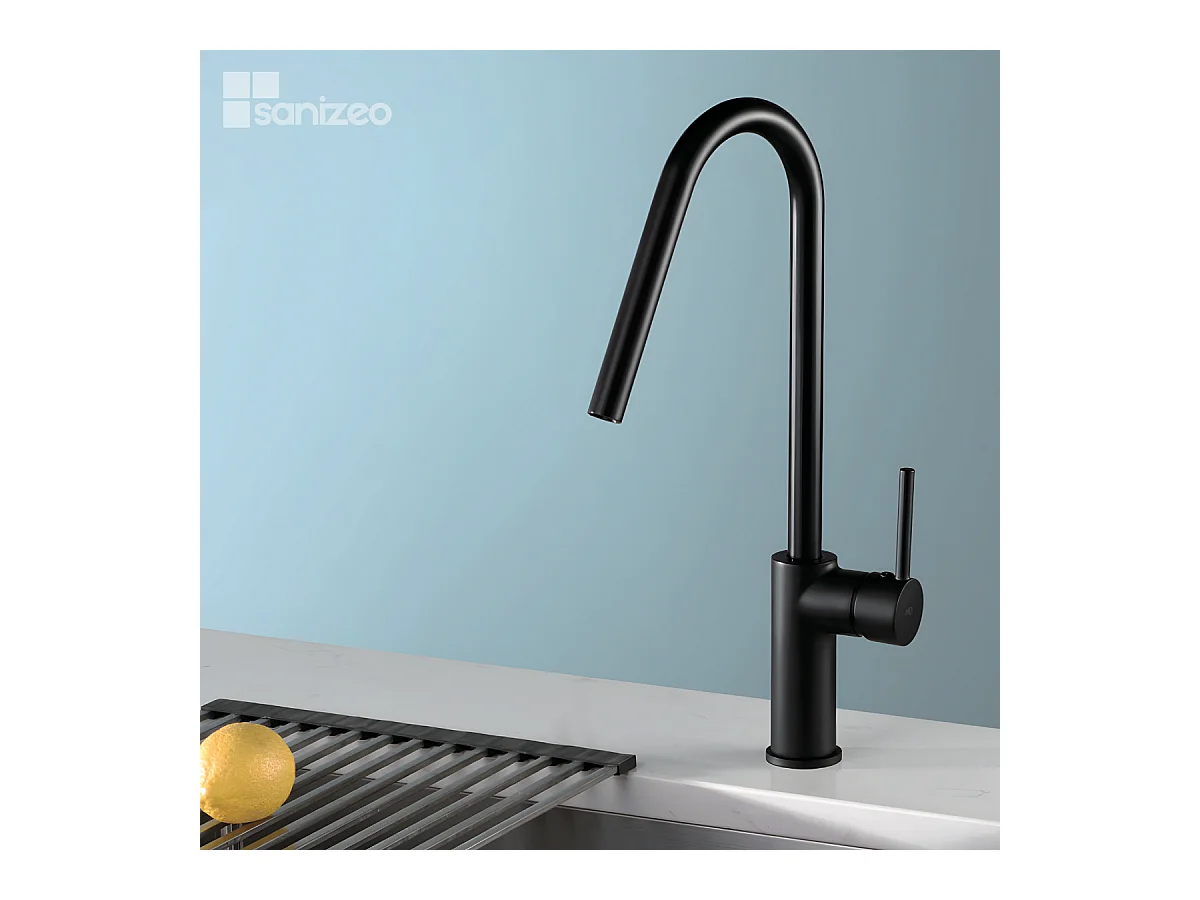 Mitigeur Évier Cuisine avec douchette extractible noir mat - Design moderne – KENIA IMEX