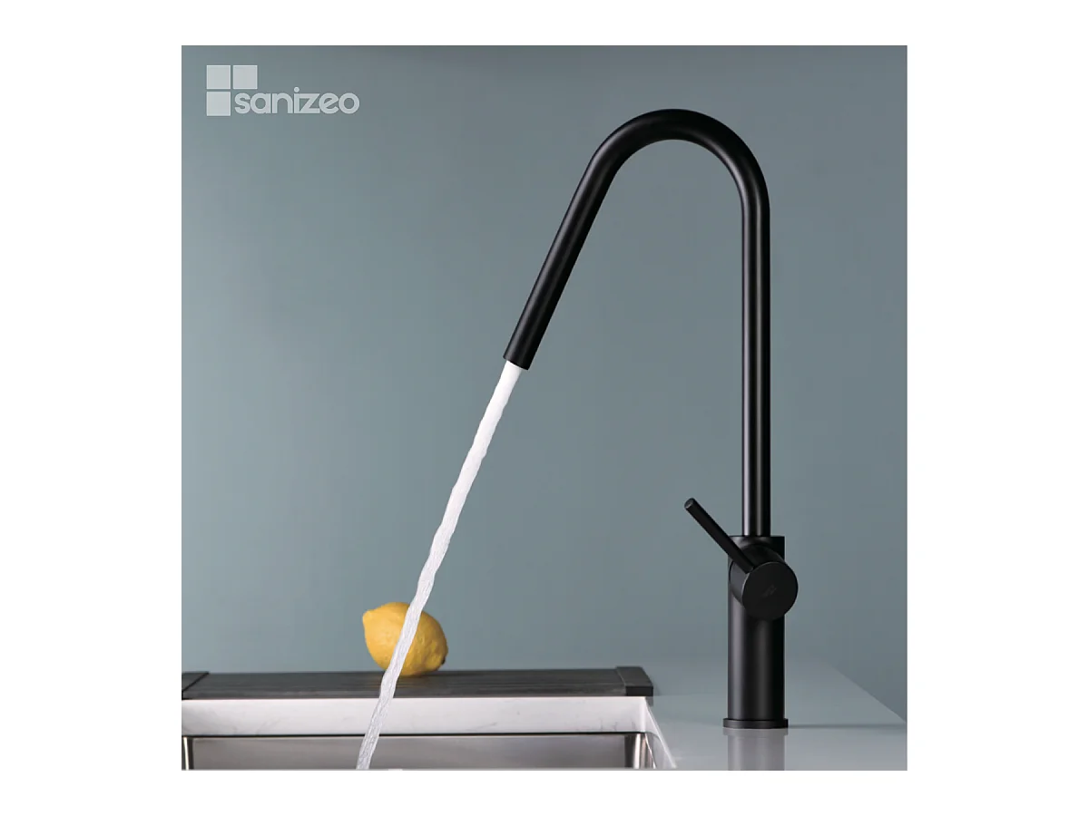 Mitigeur Évier Cuisine avec douchette extractible noir mat - Design moderne – KENIA IMEX