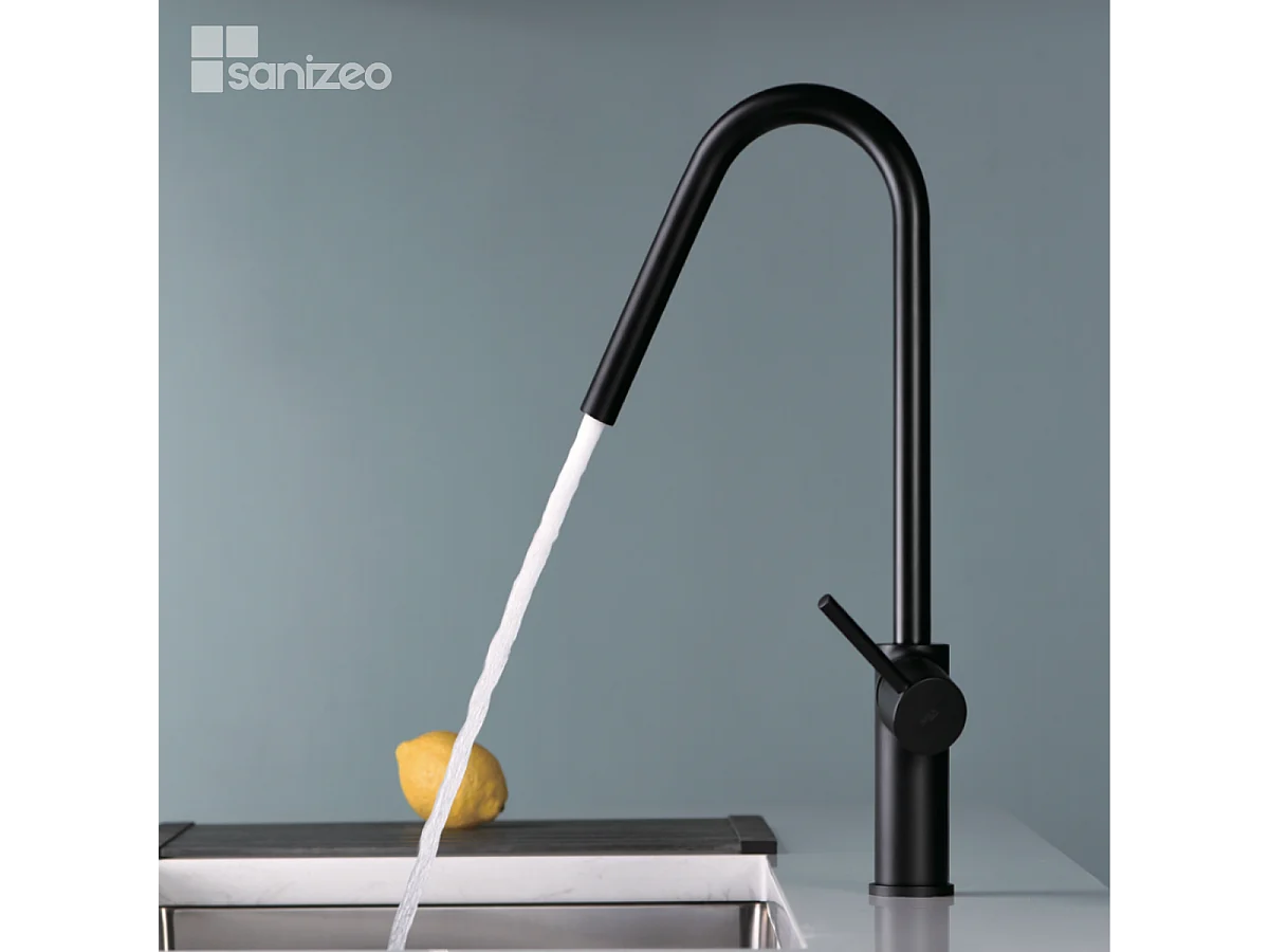 Mitigeur Évier Cuisine avec douchette extractible noir mat - Design moderne – KENIA IMEX