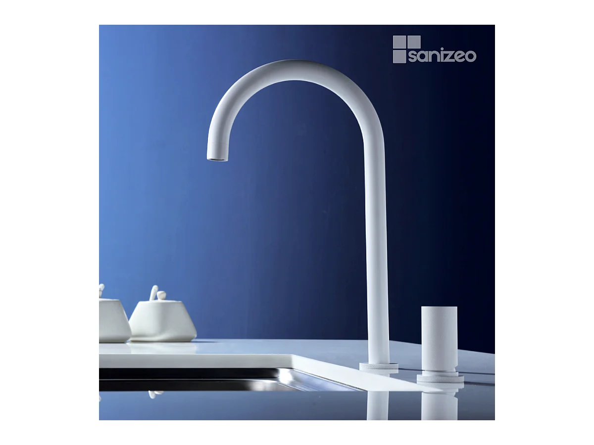 Mitigeur Évier Cuisine blanc mat - Design moderne – MANACOR IMEX