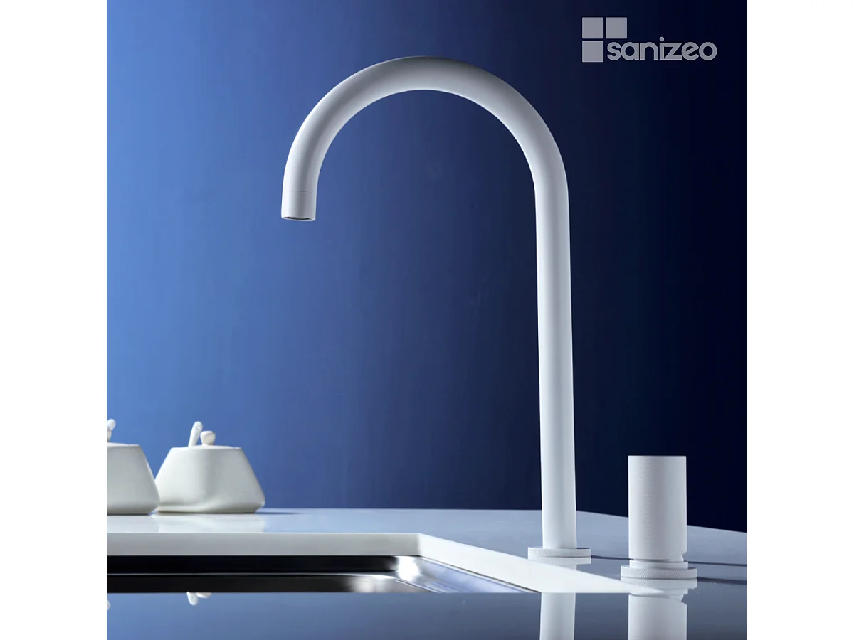 Mitigeur Évier Cuisine blanc mat - Design moderne – MANACOR IMEX